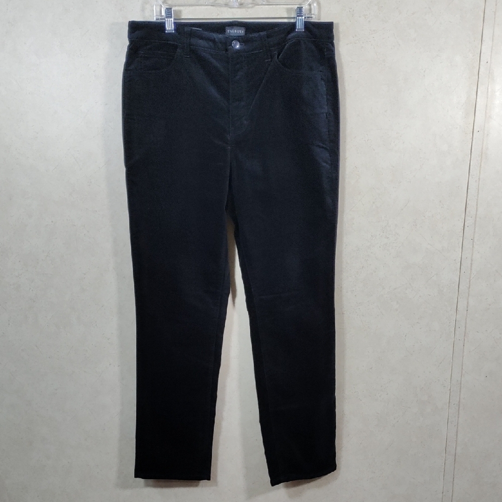 6109 Talbots black Velveteen Straight Leg Pant 12